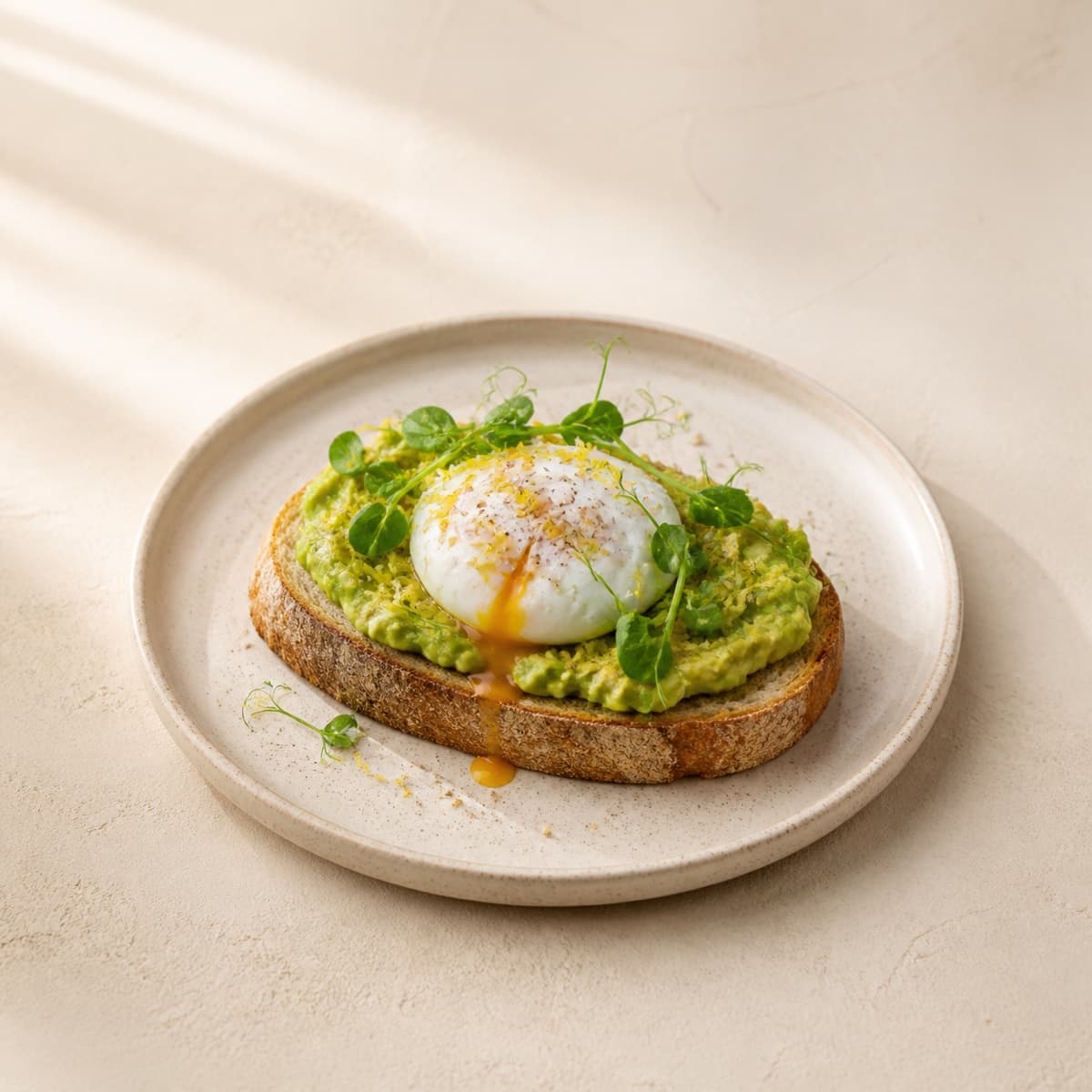 Avocado toast with a poached egg
